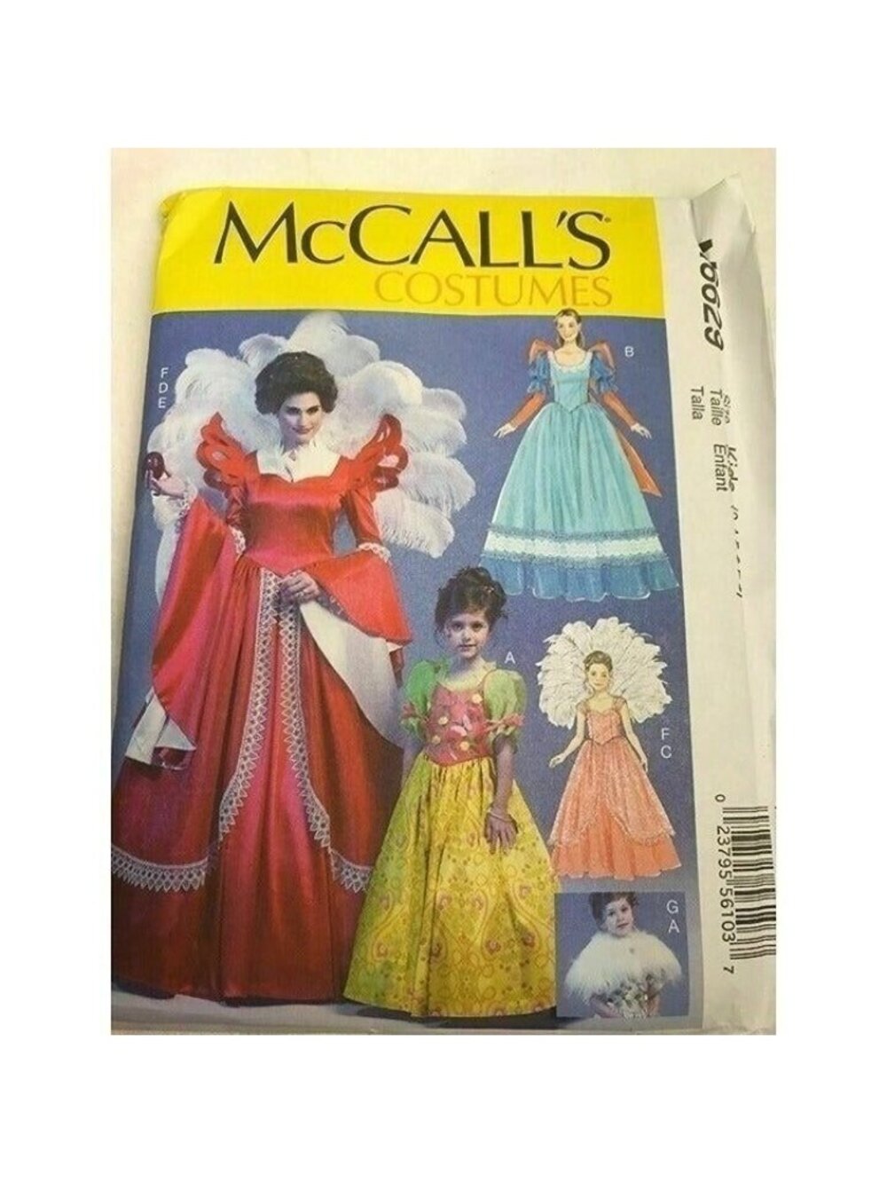 Sewing Pattern McCalls M6629 Costume Princess Peacock Gown Queen Kid Size 3-8 UC